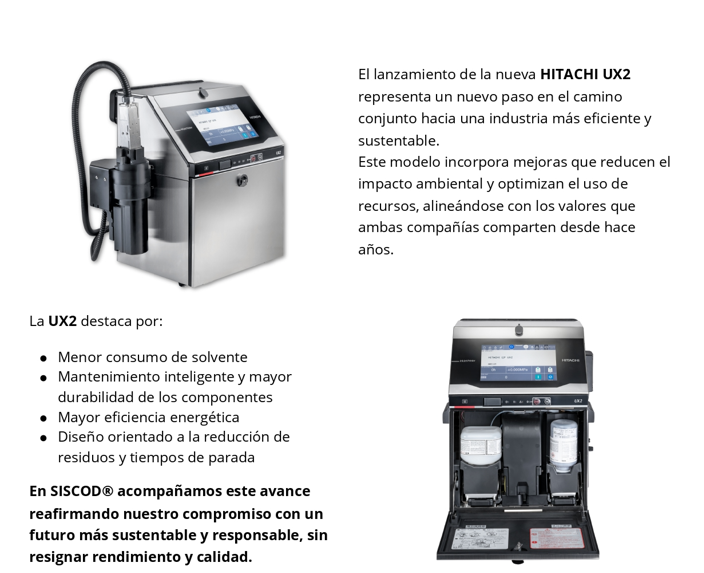 Codificadora HITACHI UX2 con estación de limpieza.